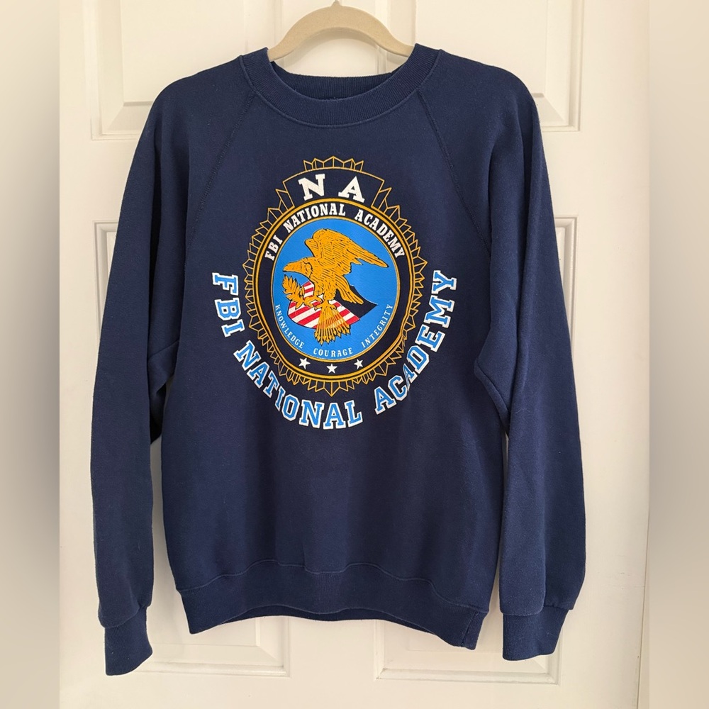 Vintage 90’s FBI Academy Navy blue Crewneck Made in USA  Sweatshirt